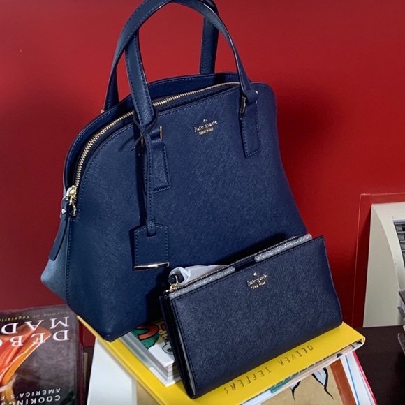 kate spade MATCHING SET! Purse & Wristlet + Wallet NWT Navy Blue - Picture 2 of 14
